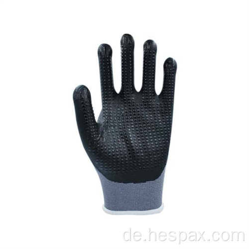 Hespax 13G Nylon -Microfoam -Nitrilhandschuhe mit Punkten